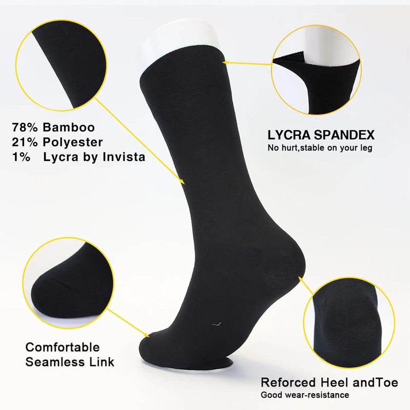 Odor Resistant 7DayOtter Bamboo Comfortable Cotton Dress Calf Socks Stay