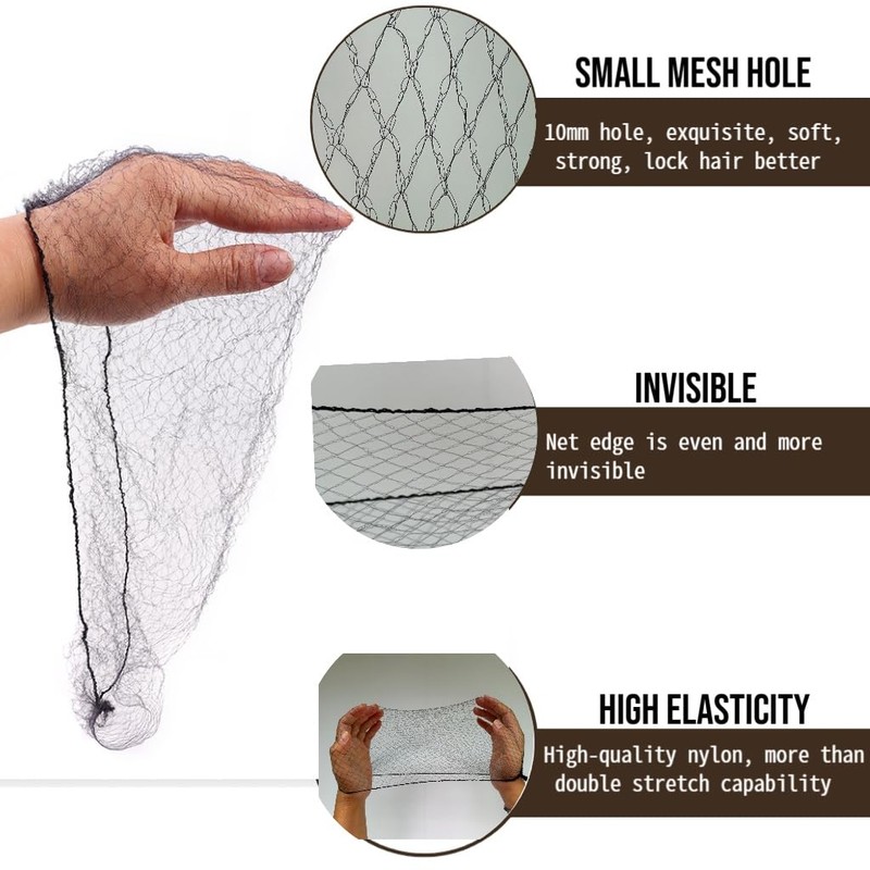 100 pcs Invisible Elastic Hair Nets for Long Hair, 42"