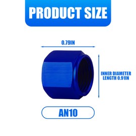 HZEL 10AN Car Flare Cap Block off Fitting Plug, 2PCS Aluminum Alloy Swivel Female Flare Cover for Blocking off Fuel Line E85, Hex Head Nut Port Adapter, Universal Automotive Accessories (Blue)