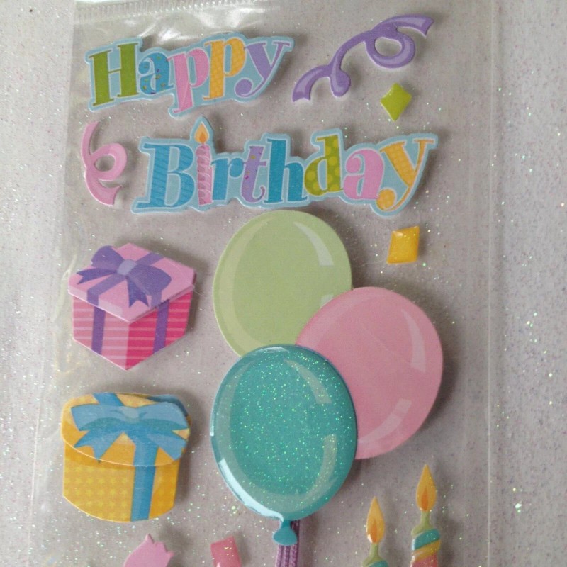 RECOLLECTIONS STICKERS HAPPY BIRTHDAY GIFTS BALLOONS FLOWERS 17 PCS