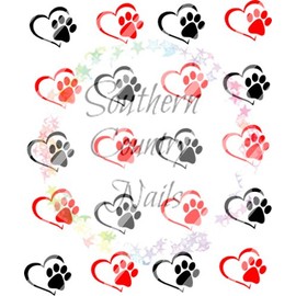 Dog Paws & Hearts - WaterSlide Nail Art Decals