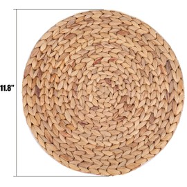 Yesland 4 Pack 11.8'' Rattan Tablemats - Natural Round Braided Water Hyacinth Weave Placemat - No-Slip Wooden Heat Resistant Mats for Table, Coasters, Pots, Pans & Teapots in Kitchen