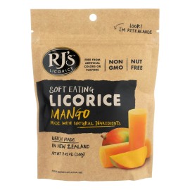 UD_Rj's Assorted Flavor Soft Eating Licorice Mango-Case of 8 7.05 oz Gummy Candies Bulk Bag Packaging Kosher Halal Certified