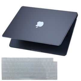 KEROM Midnight Case for MacBook Air 13 inch 2024-2022, MacBook Air M3 M2 13 inch Case, Frosted Matte Plastic Hard Shell & Keyboard Cover for MacBook Air 13.6 inch Case M3 M2 A3113 A2681,Midnight Clear