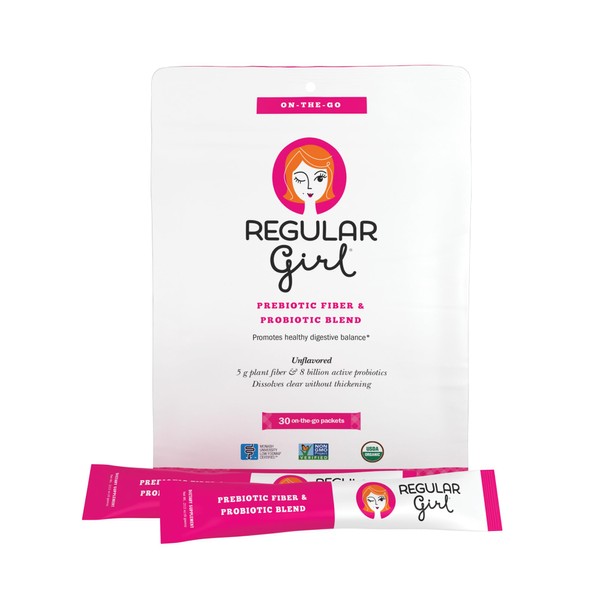 Regular Girl Organic Powder, Prebiotic Fiber Supplement and Probiotics for