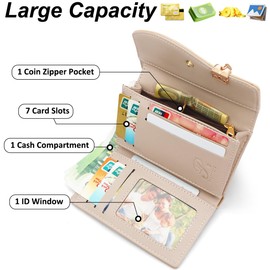 HNOOM Women's Purse Made of Smooth and Soft PU Leather Purse Women's Small and Short Format Purse with Zip and Press Stud and Many Compartments, m-apricot, Beautiful