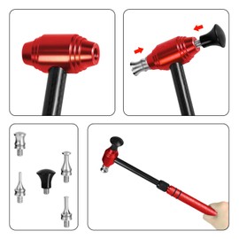 LadyRosian 16PCS Paintless Dent Repair Tools Leveling Telescopic Hammer and Aluminum Dent Hammer with Knock Down Head Tap Kit for Car Hail Damage Dent Repair