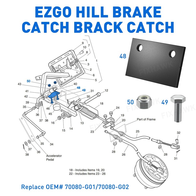 FIXHAWK Hill Brake Catch Bracket Plate for EZGO DCS &