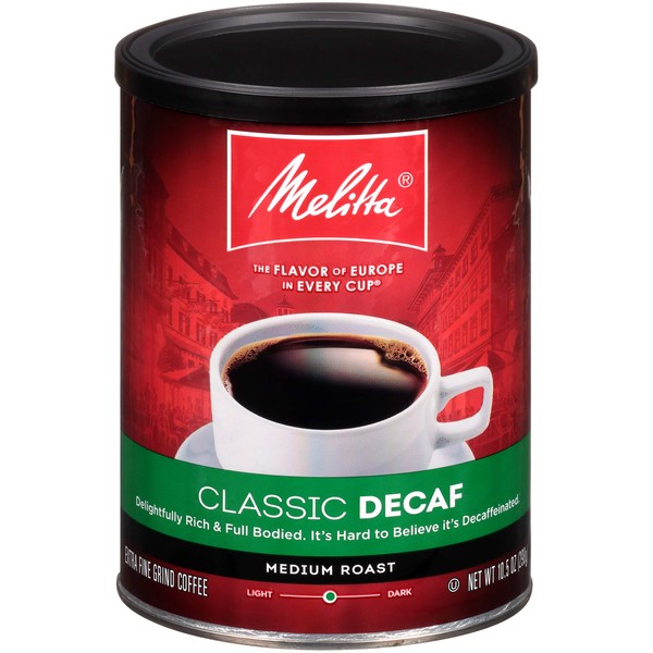 Melitta Classic Decaf Coffee, Medium Roast, Extra Fine Grind, 10.5 Ounce Can (Pack of 4)