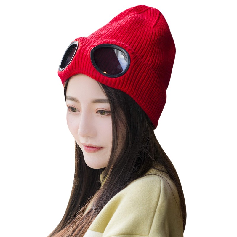 Belsen Unisex Goggle Knitted Beanie Hat Windproof Warm Winter Skull