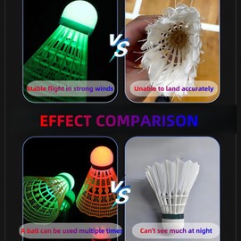 3pcs Led Badminton Shuttlecocks,Night Glow Shuttlecocks Badminton,High Elasticity Light Up Shuttlecocks,Badminton Accessories,Windproof Outdoor Shuttlecocks,Badminton Gifts,Indoor Badminton Game