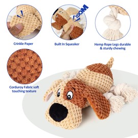 LIJSUIOXIU Dog Toy, Plush Dog Toy with Squeaker and Crinkle Paper, Interactive Tug of War Squeaky Toy, Suitable for All Dogs