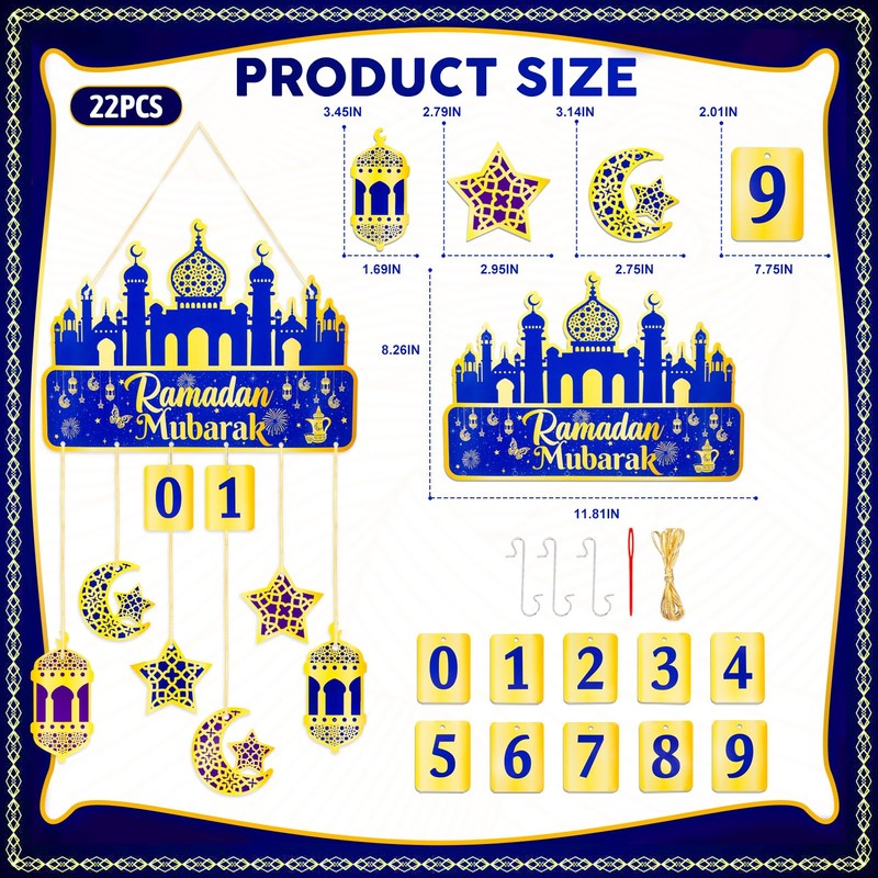 Hanging Ramadan Advent Calendar 30 Days Til Eid Ramadan Mubarak
