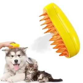 Pet Steam Grooming Brush-Handheld Dog & Cat Massage Brush with Water Dispensing Function-Rechargeable, Gentle Detangling & Shedding Tool for Short & Long Hair Pets.
