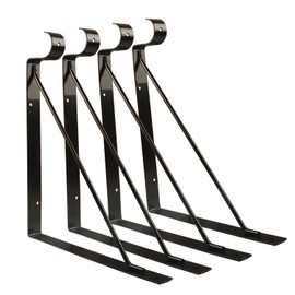 4 Packs of Heavy Duty Closet Shelf and Rod Bracket, Eau Black Closet Shelf Bracket with Rod Support Great for Both Shelf Storage and Closet Rod