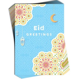 Happy Eid Mubarak, Eid al-Adha & Eid al-Fitr End of Ramadan Islamic Religious Celebration - Pack of 6 Premium Greeting Cards by Davora (Eid Greetings)