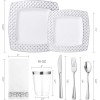 175 Count Silver Dinnerware Set for 25 Guests, Disposable Square