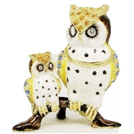 Welforth Fine Pewter Owl Duo Jewelry Trinket Small Box
