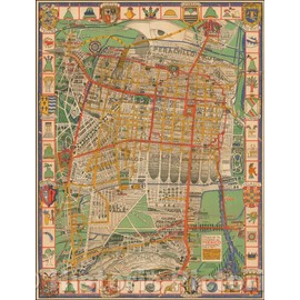 Historic Map - Mapa de la Ciudad de Mexico y alrededores, hoy y Ayer/Map Mexico City Area Today and Yesterday. 1932, 1932, Emily Edwards - Vintage Wall Art 24in x 30in