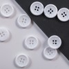 50 Large 1 inch Round Resin White Buttons for Sewing