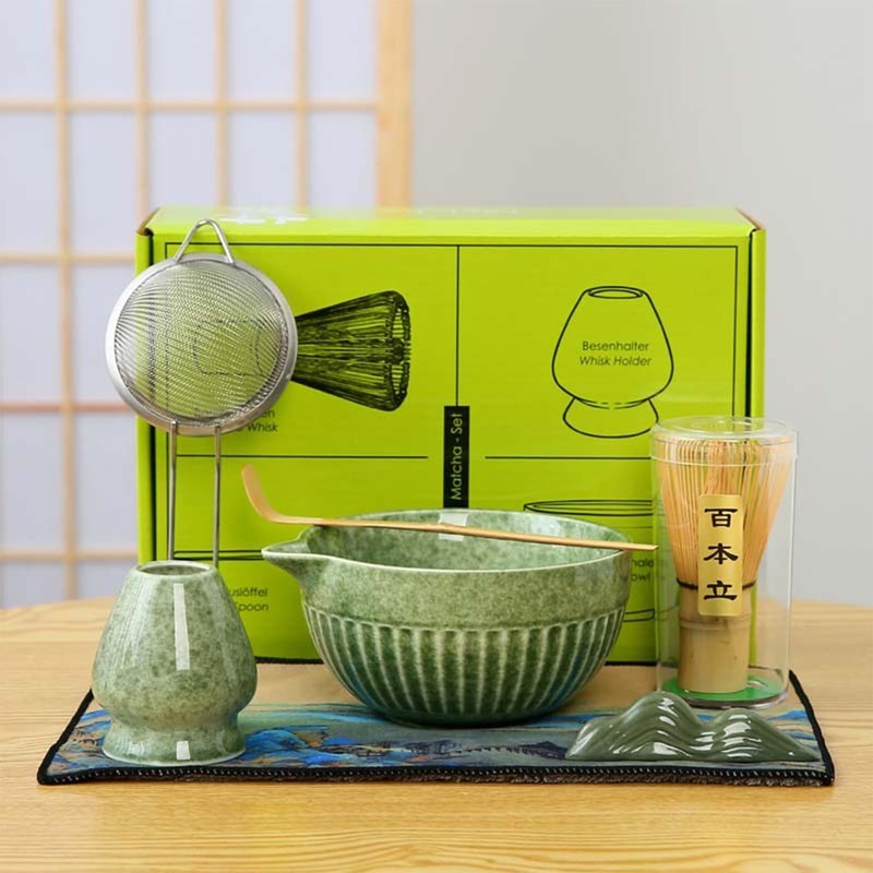 Matcha Whisk Set Complete Bamboo Whisk & Ceramic Bowl Matcha