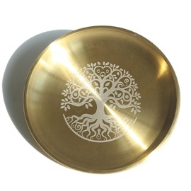 AMITOFO 5.5 Inch Golden Decorative Bowl - Life Tree Prayer Ritual Plate Great fo Altar Use, Incense Burner, Smudging Bowl, Offering Bowl, Jewelry Plate