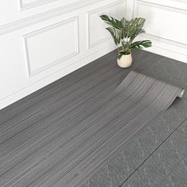 WIFEA Self Adhesive Vinyl Flooring Roll 23.6"x 196"/32 Sq.Ft Wood Grain Peel Stick Floor Tiles, Wear-Resistant and Waterproof Vinyl Plank Flooring for Bedroom Living Room Office Balcony Dark Grey