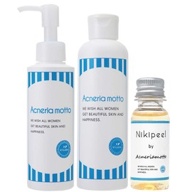 Recommended 3-Piece Set AM Face Wash Pack, 5.1 fl oz (150 ml), AM Lotion, 7.8 fl oz (200 ml), Niki Peel, 1.1 fl oz (30 ml) | Made in Japan, ViLabo Genuine Product