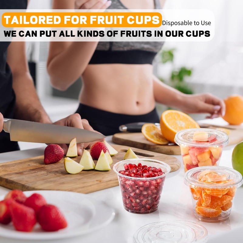 CenYouful 9 oz Clear Plastic Cups with Flat Lids No