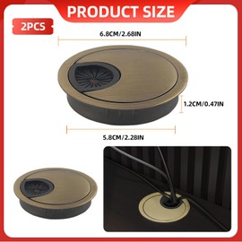 2-Pack 60mm Desk Grommet, Cable Management Plug for Office, Home & Gaming Desks