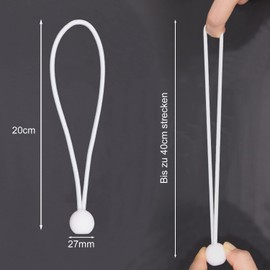 LOOGI Bungee Bands with Ball Pack of 50, Tarpaulin Tensioners with Ball 20 cm, Rubber Tensioner, Tent Elastics Expander Loops, Rubber Loops for Tarpaulins, Tent Banner