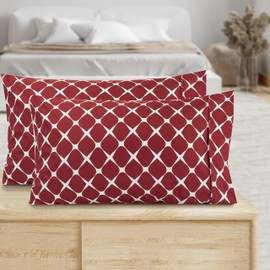 Elegant Comfort Pattern Printed Pillowcases 2-Piece Set Egyptian Quality Microfiber 1500 Thread Count - Classic Design Soft and Smooth Weave, Wrinkle Resistant, Bloomingdale King Pillowcase, Burgundy