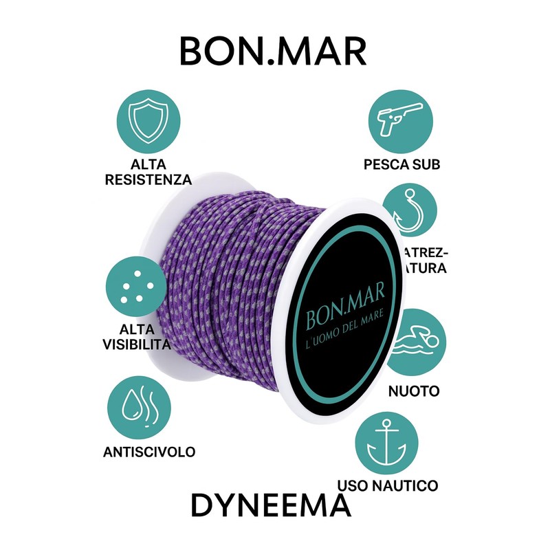 BON.MAR Dyneema Coated Line Sk 75, 50 m Spool, Purple