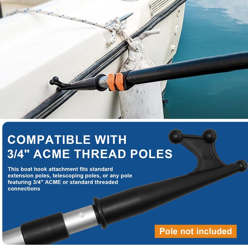 HWEIUA Boat Hook Attachment for Extension Pole, Floating & Rugged