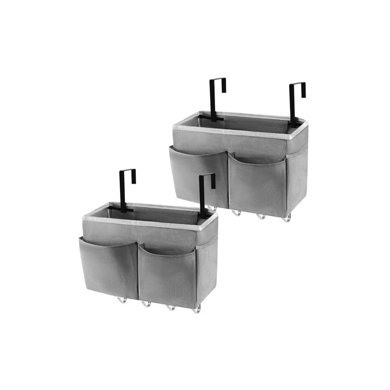 Frjjthchy Bedside Storage Organizer 5 Pockets with 4 Hooks Hanging
