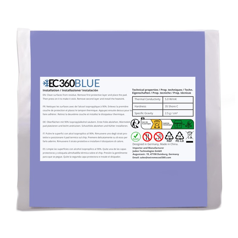 EC360® Blue 5W/mK Thermal Pad (100 x 100 x 0.5