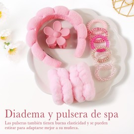 ZIMRAHYG Diademas para Skincare Mujer, Juego de 10 Diademas de Spa para Lavar la Cara, Diadema Skincare con Muñequera de Spa con Elásticos y Pinzas para el Cabello, Absorbentes Diadema de Maquillaje, Suave y Cómodo