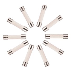BOJACK T10A250V 6x30 mm 10A 250V Slow-Blow Ceramic Fuses 10 amp 250 Volt 0.24 x 1.18 Inch Ceramic Tube Time-delay Fuses (Pack of 20)