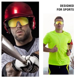 DUCO 0038 Men's Sports Sunglasses, Polarized Sunglasses, For Sports, UV400, UV Protection, Bicycle, Baseball, Tennis, Driving, Running, Fishing, Golf, Marathon, Skiing, green-yellow