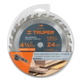 Truper Disco Sierra P/madera 4-1/2'' 24d Centro 3/8'' Truper 100172