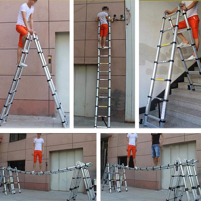 ZhanGe 5m (16.5Ft) Foldable Telescoping Extension Style Ladder Folding Design,Aluminum