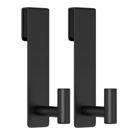 WUIVIUT T-Shape Heavy-Duty Stainless Steel Over The Glass Door Hooks - Frameless Glass Door Hooks for Bathroom Shower Towel Holder 19 cm Hook for Robe,Towels,Shower(T Shape 2 Pack, Fits 3/8'' Thick)