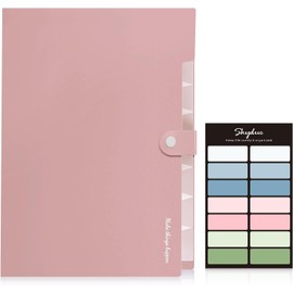 SKYDUE Dokumentenmappe A4, Mappe Mit 8 Fächern, Fächermappe A4 Mit Etiketten, Tragbar Ordnungsmappe Mappen Ordnersystem, Sortierordner Mappe Mit Fächern (Rosa)
