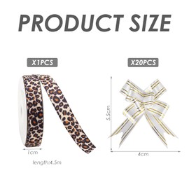 1 Piece of Leopard Print Ribbon and 20 Pieces of White Raffia, Gift Decoration, Leopard Print Packaging Ribbon, Craft Decoration Ribbon, Leopard Print Decoration, DIY Accessories