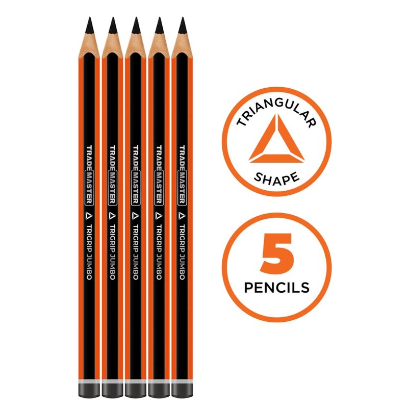 TRADEMASTER Carpenters Pencils Pack of 5 | Builders Pencil with