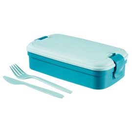 Curver Lunch & Go Lunch Box with Cutlery 23.5 x 13.5 x 6.3 cm in Blue, Plastic, 23.5 x 13.5 x 6.3 cm