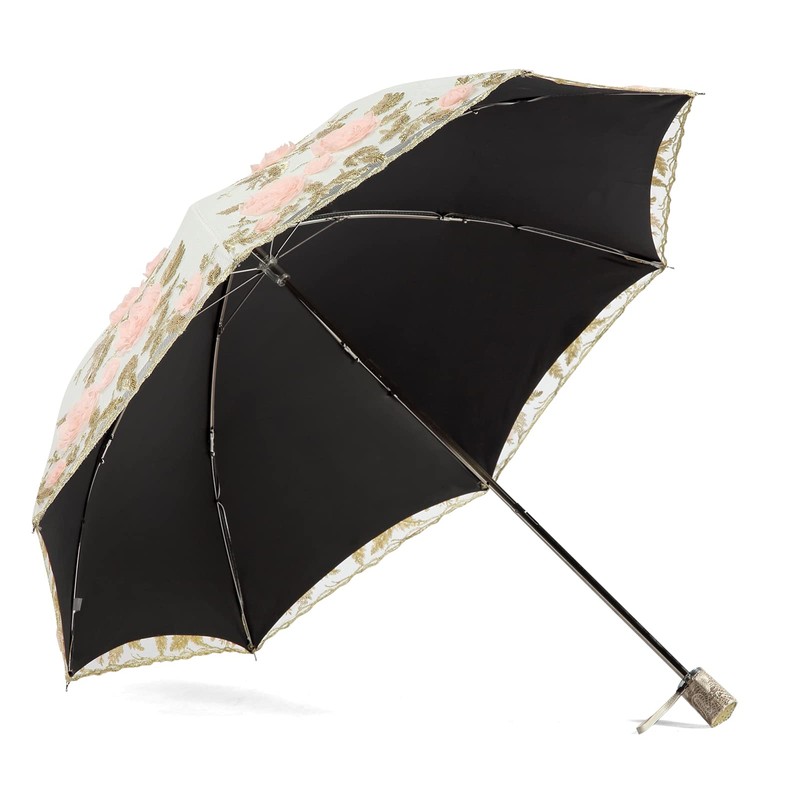 LCY Womens Anti-UV Lace Embroidery Folding Sun Parasol Rain Umbrella