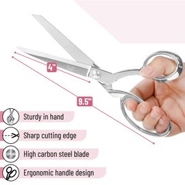 Mr. Pen- Metal Fabric Scissors, 9.5 inch, Silver Premium Tailor Scissors, Sewing Scissors for Fabric Cutting, Fabric Cutter, Fabric Shears, Heavy Duty Scissors Heavy Duty