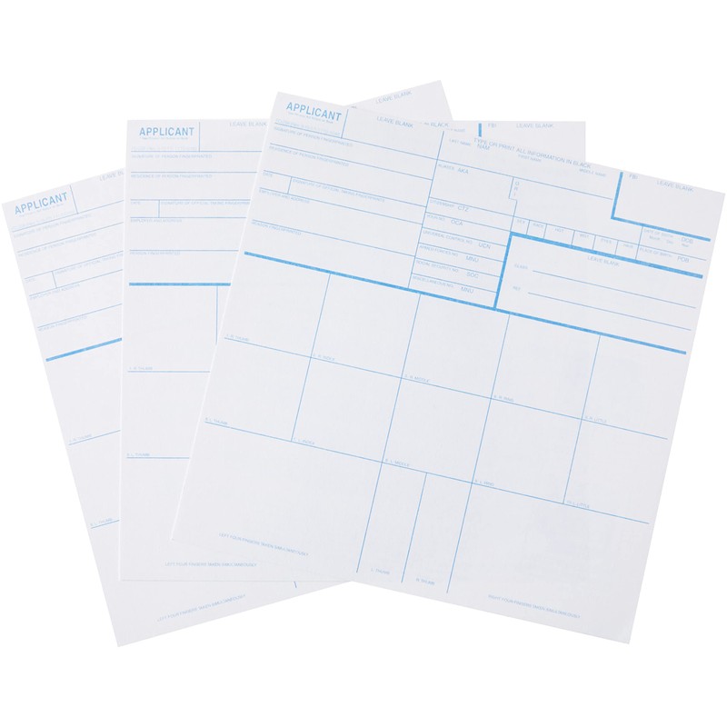 FD-258 Fingerprint Card - Blue, 250 Pack (Blue, 250)