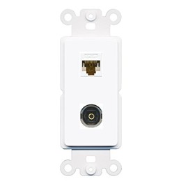 RiteAV - Cat6 Toslink Port Wall Plate Decorative (Rocker) White